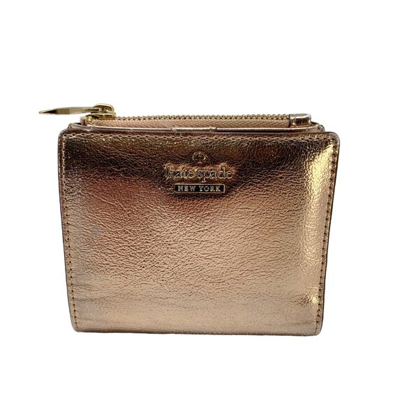 Kate Spade Cameron Street Metallic Rose Gold Bi-Fold Wallet - Picture 1 of 11